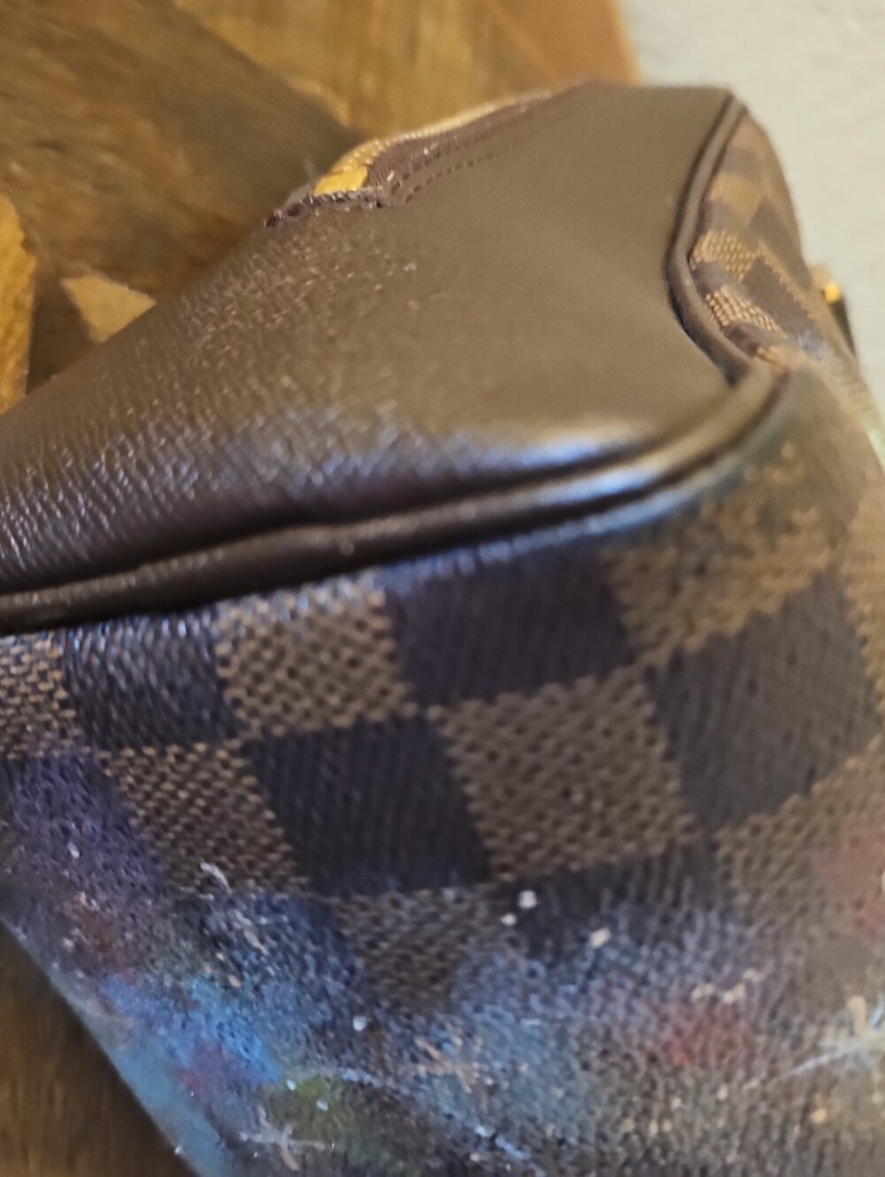 LOUIS VUITTON Damier Ebene Brera Customized Painted Baby Yoda Image - Picture 11 of 16